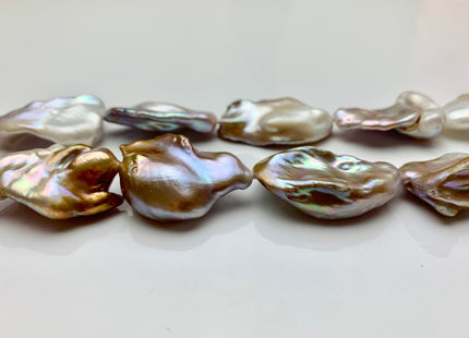 17-25x28 mm AAA High Luster Limited Edition Natural Color Keishi Paddle Freshwater Pearl Beads Genuine Natural Keishi Coin Pearls #1355