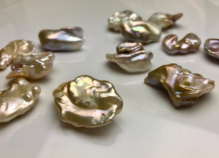 17-25x28 mm AAA High Luster Limited Edition Natural Color Keishi Paddle Freshwater Pearl Beads Genuine Natural Keishi Coin Pearls #1355