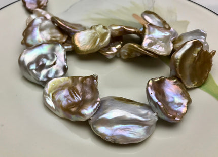 17-25x28 mm AAA High Luster Limited Edition Natural Color Keishi Paddle Freshwater Pearl Beads Genuine Natural Keishi Coin Pearls #1355