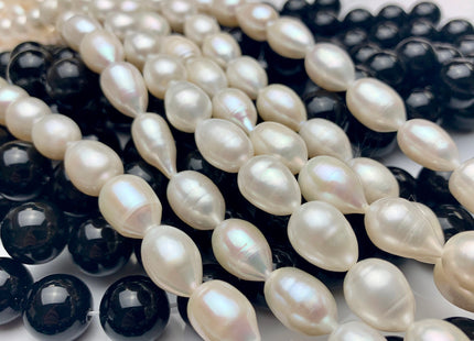 9-11x13-15 mm AA Natural White Tear-Drop Rice Shape Freshwater Pearl Beads Genuine Natural Freshwater Pearls #1090
