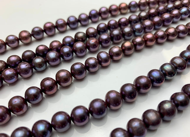 7.5 mm Or 8 mm AA Purple Peacock Color Freshwater Potato Pearls Genuine Freshwater Pearl Beads #1419