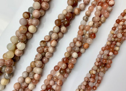6mm 8mm 10mm 12mm Natural Multi Color Peach MoonStone High Quality Faceted Round Gemstone Beads #2275