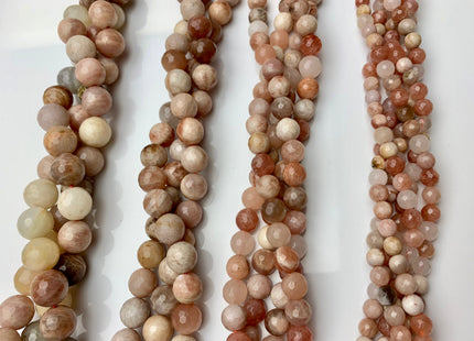 6mm 8mm 10mm 12mm Natural Multi Color Peach MoonStone High Quality Faceted Round Gemstone Beads #2275
