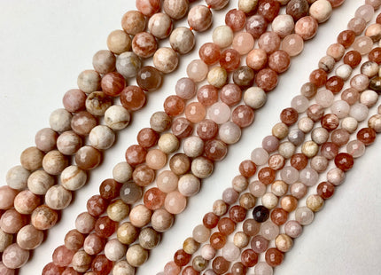 6mm 8mm 10mm 12mm Natural Multi Color Peach MoonStone High Quality Faceted Round Gemstone Beads #2275