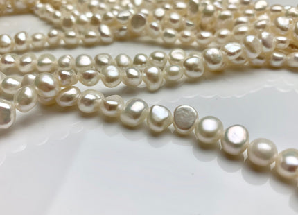 7-8 mm AAA Natural White High Luster Nugget Freshwater Pearls Genuine Natural White Smooth Potato Nugget Beads 62 Pieces #1447