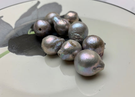 ONE Piece 13-16 mm AA Large Hole Gray Color Baroque Pearl Beads Hole Size 2.2 mm Genuine Large Hole Baroque Pearls #1456