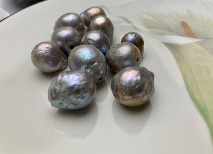 ONE Piece 13-16 mm AA Large Hole Gray Color Baroque Pearl Beads Hole Size 2.2 mm Genuine Large Hole Baroque Pearls #1456