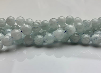 8mm Smooth Round Natural Color Aquamarine Gemstone Beads #2281