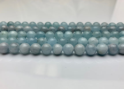 8mm Smooth Round Natural Color Aquamarine Gemstone Beads #2281