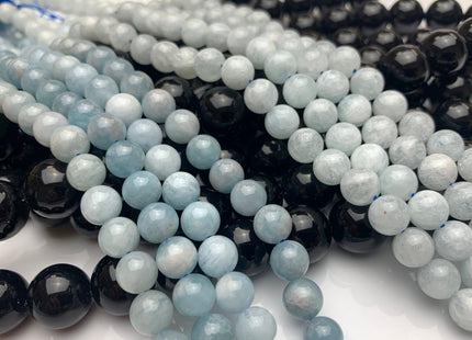 8mm Smooth Round Natural Color Aquamarine Gemstone Beads #2281