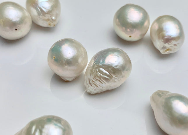 ONE Piece 14-15 mm Or 15-17 mm AA Jumbo Natural White Baroque Pearl Beads Genuine High Luster White Baroque Pearls #1593