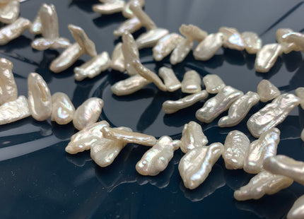 7x15 mm AA Diagonal Drilled Genuine Cultured Freshwater Biwa Pearl Beads High Luster Natural Color Rare Diagonal Drilled Biwa Beads #1595