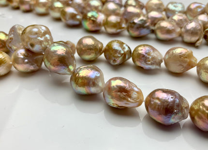 14-17mm AAA Jumbo Natural Color Mauve Pink W/Gold Sheen Baroque Freshwater Pearl Beads Genuine Natural Pearls 23-25 Beads #1052