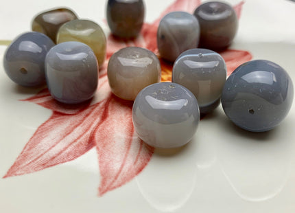 12x16-16x18 Natural Gemstone Gray Agate Beads Natural Color Smooth Drum/Tube Shape Jumbo Size Natural Agate Gemstone #2003