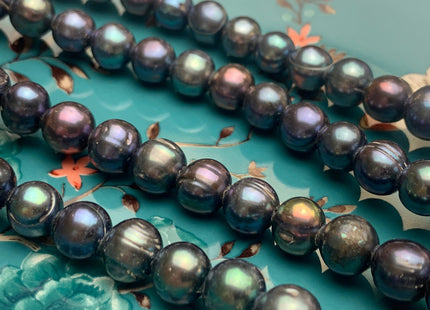 10-11 mm Large Hole Peacock Color Potato Freshwater Pearl Beads Hole Size 2.2 mm Large Hole Beads Large Hole Freshwater Pearls #1465