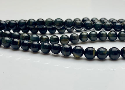 8 mm Smooth Round Dark Gray Hawk Tiger Eyes Natural Gemstone Beads Genuine Natural Tiger Eye Loose Beads #2285