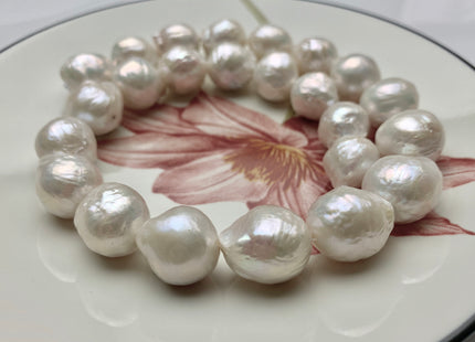 15-17 mm AAAAA Jumbo Baroque Natural White Freshwater Pearls Super High Luster Large White Baroque Pearls #716