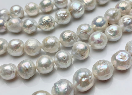 10-13 mm Natural White Baroque Freshwater Pearl Beads, Cultured Baroque Pearls, Natural Edison Flameball Freshwater Pearl Beads #470