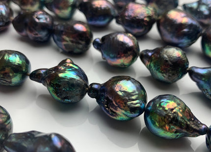 13x17-16x22 mm AA Jumbo Rainbow Peacock Color TearDrop Shape Baroque Pearl Beads Genuine High Luster Peacock Freshwater Baroque Pearls #1483