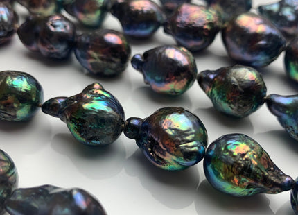 13x17-16x22 mm AA Jumbo Rainbow Peacock Color TearDrop Shape Baroque Pearl Beads Genuine High Luster Peacock Freshwater Baroque Pearls #1483