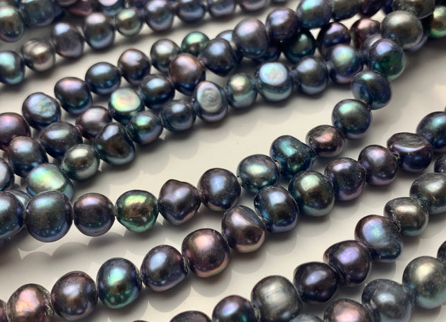 9-11 mm AAA Large Hole Peacock Freshwater Pearl Nugget Beads 2.1mm Hole Genuine Large Hole Peacock Freshwater Nugget Pearls. #332