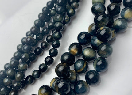 6 mm 10 mm AAA Smooth Round Dark Gray Hawk Tiger Eyes Natural Gemstone Beads Genuine High Quality Tiger Eye Loose Beads #2288