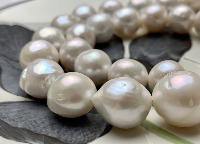 ONE Piece Or Full Strand 12-16 mm AAA Natural White Baroque Freshwater Pearl Beads High Luster Genuine Baroque Edison Pearls #1480