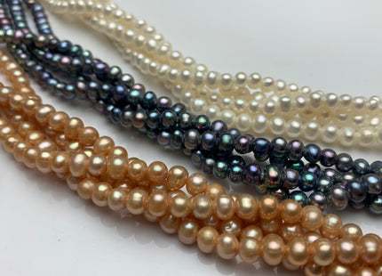 4 mm AA Natural White/Grey/Peacock/Champagne Potato Large Hole 1.2 mm Freshwater Pearl, Genuine Pearls Wedding / Bridal Pearls #1023