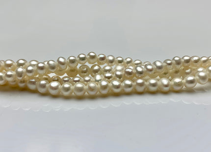4 mm AA Natural White/Grey/Peacock/Champagne Potato Large Hole 1.2 mm Freshwater Pearl, Genuine Pearls Wedding / Bridal Pearls #1023