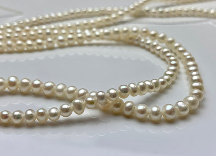 4 mm AA Natural White/Grey/Peacock/Champagne Potato Large Hole 1.2 mm Freshwater Pearl, Genuine Pearls Wedding / Bridal Pearls #1023