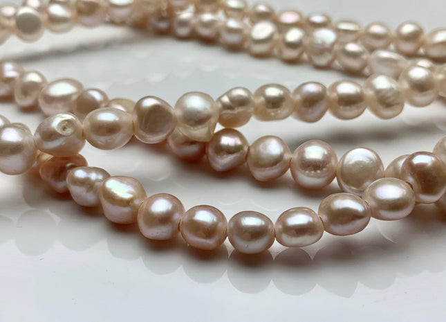 10-11 mm AAA Large Hole Natural Pink Or Pale Pink Freshwater Pearl Nugget Beads Hole Size 2.2 mm High Luster Large Hole Potato Pearls #1481