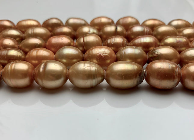 10-11x13 mm Half Strand Large Hole Ochre Orange color Rice/Oval Freshwater Pearl Beads Hole size 2.2 mm Rare Ochre Orange Color Pearls #1475
