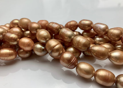 10-11x13 mm Half Strand Large Hole Ochre Orange color Rice/Oval Freshwater Pearl Beads Hole size 2.2 mm Rare Ochre Orange Color Pearls #1475
