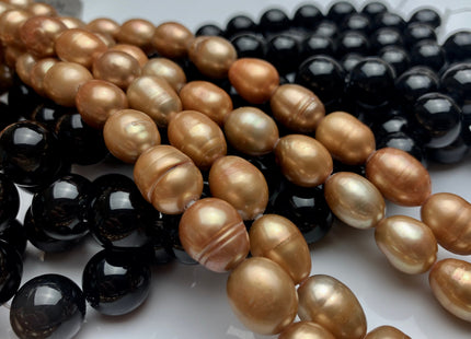 10-11x13 mm Half Strand Large Hole Ochre Orange color Rice/Oval Freshwater Pearl Beads Hole size 2.2 mm Rare Ochre Orange Color Pearls #1475