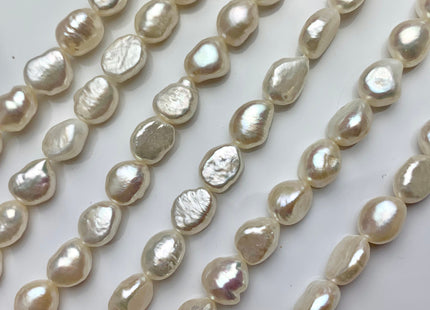 9.5x12 mm AAA Natural White Rice/Oval Nugget Freshwater Pearl Beads Genuine High Luster Oval Nugget Pearls Top Quality Nugget Beads #1478