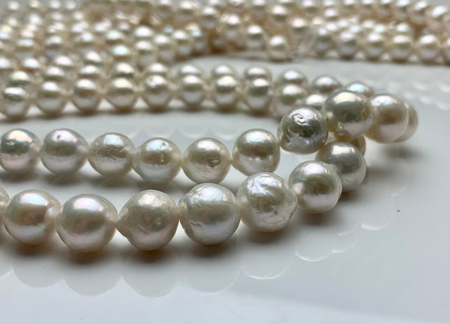 9.5-10 mm Natural White Baroque Freshwater Pearl Beads Freshwater Baroque Edison Pearls, Natural Edison Freshwater Pearl Beads #1028