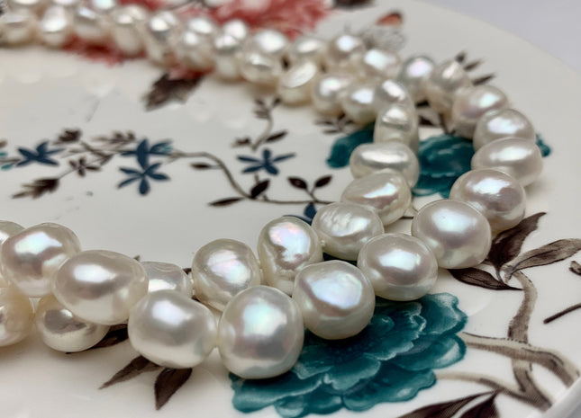 17.5/20/22/24 Inches Hand Knotted 12 mm Nugget Freshwater Pearl Necklace Natural White Freshwater Pearl Necklace With Silver Clasp #1503