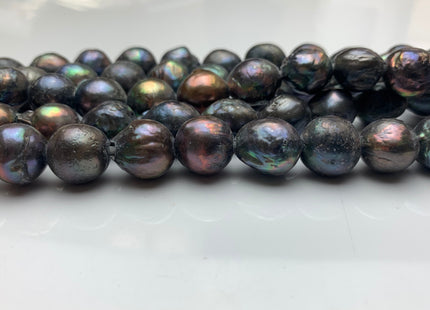 12-13 mm Full Strand Large Hole Peacock Color Baroque Pearl Beads Hole Size 2.2 mm Genuine Freshwater Baroque Pearls #1498