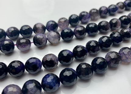 12 mm Faceted Round Fire Agate Gemstone Beads Heat Treated Purple Black Multi Color Natural Gemstone Agate Loose Beads #2292