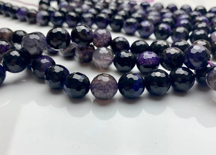 12 mm Faceted Round Fire Agate Gemstone Beads Heat Treated Purple Black Multi Color Natural Gemstone Agate Loose Beads #2292