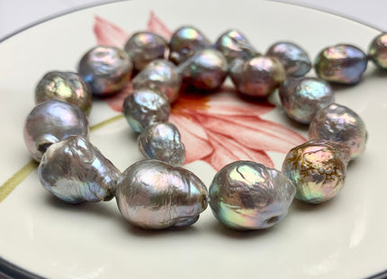 14-17mm AA Jumbo Pinkish Gray Baroque Freshwater Pearl Beads, Cultured Baroque Pearls, Genuine Baroque Freshwater Pearls #1053