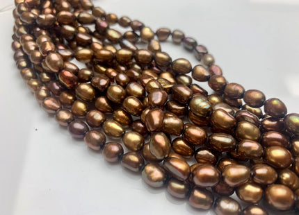 6x8 mm AAA High Luster Brown Color Rice Nugget Freshwater Pearl Beads Genuine Brown Copper Color Cultured Freshwater Pearl Nuggets #1508