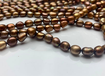 6x8 mm AAA High Luster Brown Color Rice Nugget Freshwater Pearl Beads Genuine Brown Copper Color Cultured Freshwater Pearl Nuggets #1508