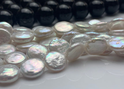 11-12 mm AAA Natural White Coin Freshwater Pearl Beads Genuine Cultured High Luster Quality Freshwater Coin Pearls #1512