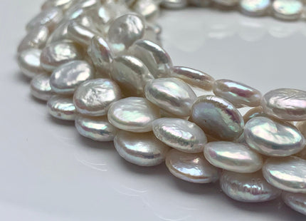 11-12 mm AAA Natural White Coin Freshwater Pearl Beads Genuine Cultured High Luster Quality Freshwater Coin Pearls #1512