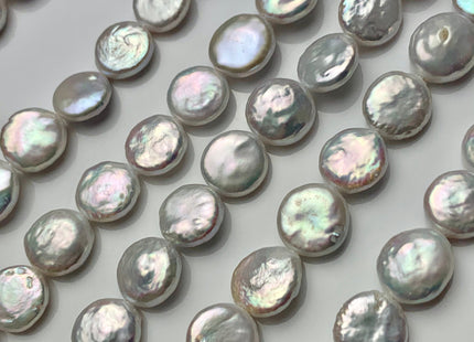 11-12 mm AAA Natural White Coin Freshwater Pearl Beads Genuine Cultured High Luster Quality Freshwater Coin Pearls #1512