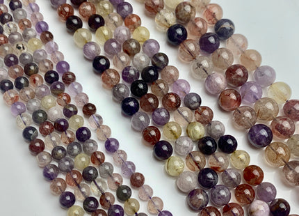 6mm 8mm 10mm AAA Smooth Round Top Quality Natural Super Seven Gemstone Limited Rare Natural Color Cacoxenite Amethyst Gemstone #2289