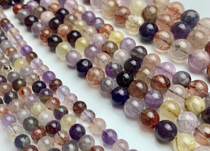6mm 8mm 10mm AAA Smooth Round Top Quality Natural Super Seven Gemstone Limited Rare Natural Color Cacoxenite Amethyst Gemstone #2289