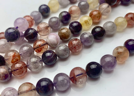 6mm 8mm 10mm AAA Smooth Round Top Quality Natural Super Seven Gemstone Limited Rare Natural Color Cacoxenite Amethyst Gemstone #2289