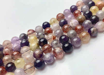6mm 8mm 10mm AAA Smooth Round Top Quality Natural Super Seven Gemstone Limited Rare Natural Color Cacoxenite Amethyst Gemstone #2289